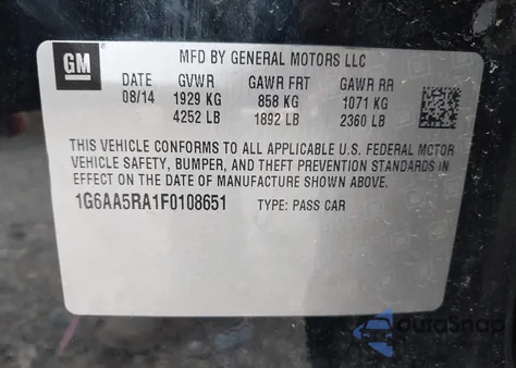 2015 Cadillac Ats Standard z USA, uszkodzony, nr VIN 1G6AA5RA1F0108651